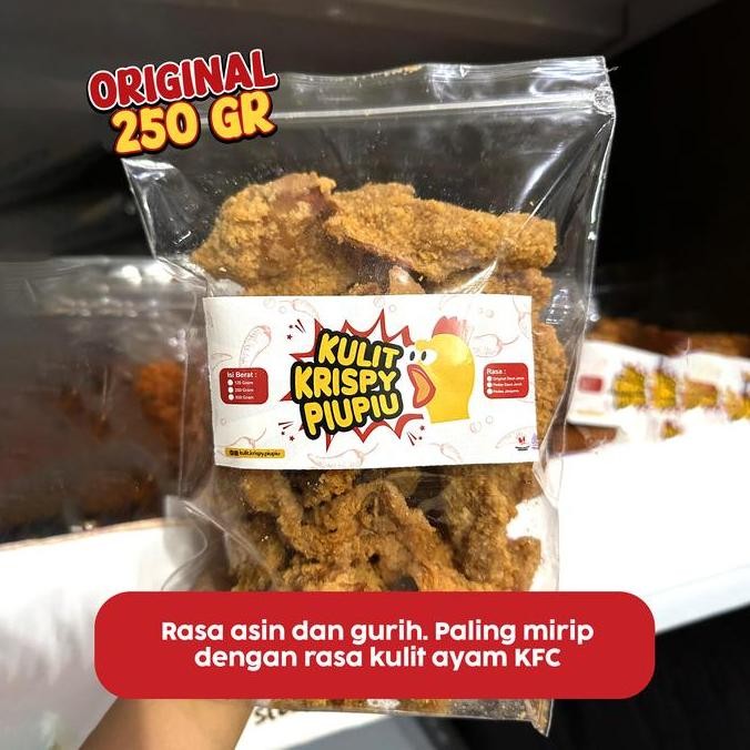 

Piupiu - Kulit Ayam Crispy 250Gr Snack Cemilan Rasa Jalapeno/Original/Pedas Daun Jeruk Keripik Food Terlaris