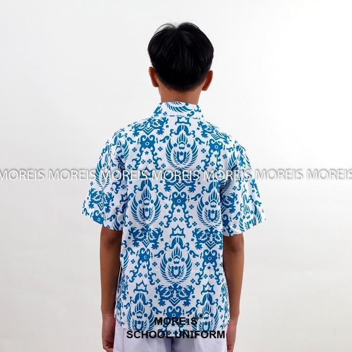 (Allthebest) Seragam Batik Garuda Pendek Biru SD/MI/TK/PAUD