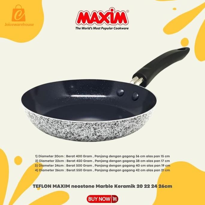 NC TEFLON MAXIM FRYPAN ANTI LENGKET neostone Marble Keramik 20 22 24 26cm
