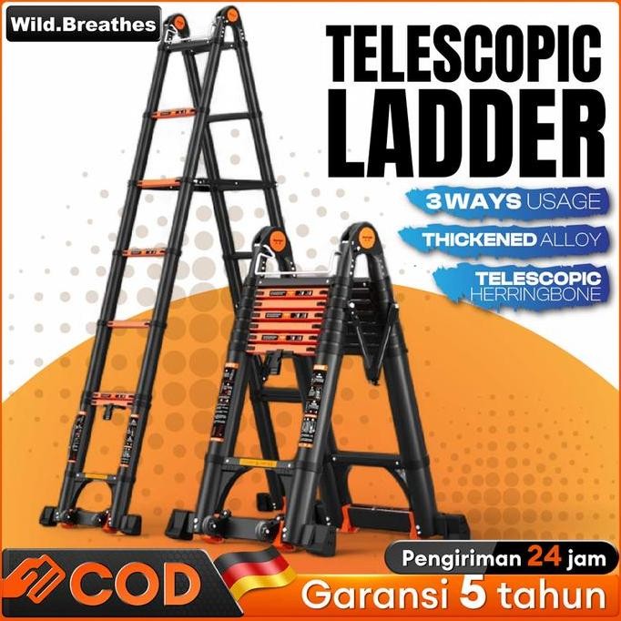 Tangga baja karbonTangga lipat teleskopik telescopic multifungsi Tangga lipat aluminium Multifungsi 