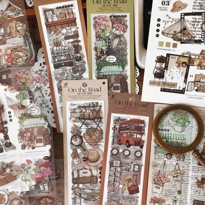 

6 Lembar/ Pack Vintage Retro Stickers London Style Aesthetic Sticker