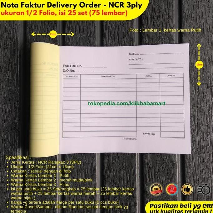 

Faktur Surat Jalan Nota Delivery Order 1/2 Folio Rangkap 3Ply