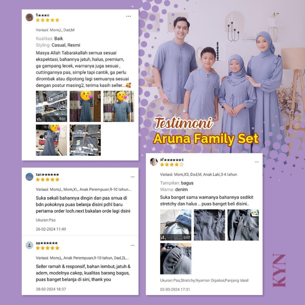 Trend - Zenitha Sarimbit Aruna Denim/Abu - Sarimbit Keluarga Lebaran Couple Family Set Premium .,