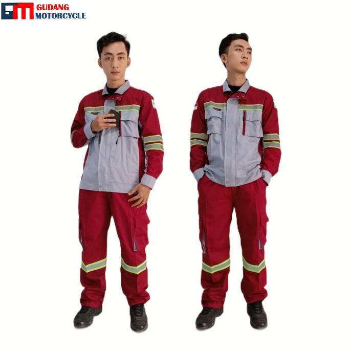 Satu Setel Baju Safety Merah Maroon Keren Co