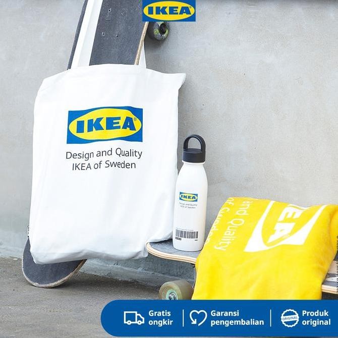 Sale Ikea Eftertrada Tote Bag Bahan Katun - Putih Kantong