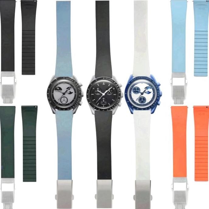 TALI JAM TANGAN MOONSWATCH REPLACEMENT STRAP FLUORO RUBBER OMEGA X SWATCH FKM 106.20 ORIGINAL DAN TE