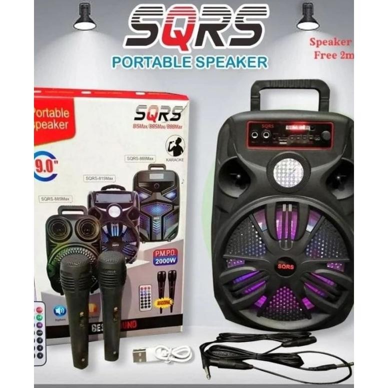 DISKON Speaker poertable SQRS- 815S peaker portabel/ Speaker bluetooth + microphone woofer bass port