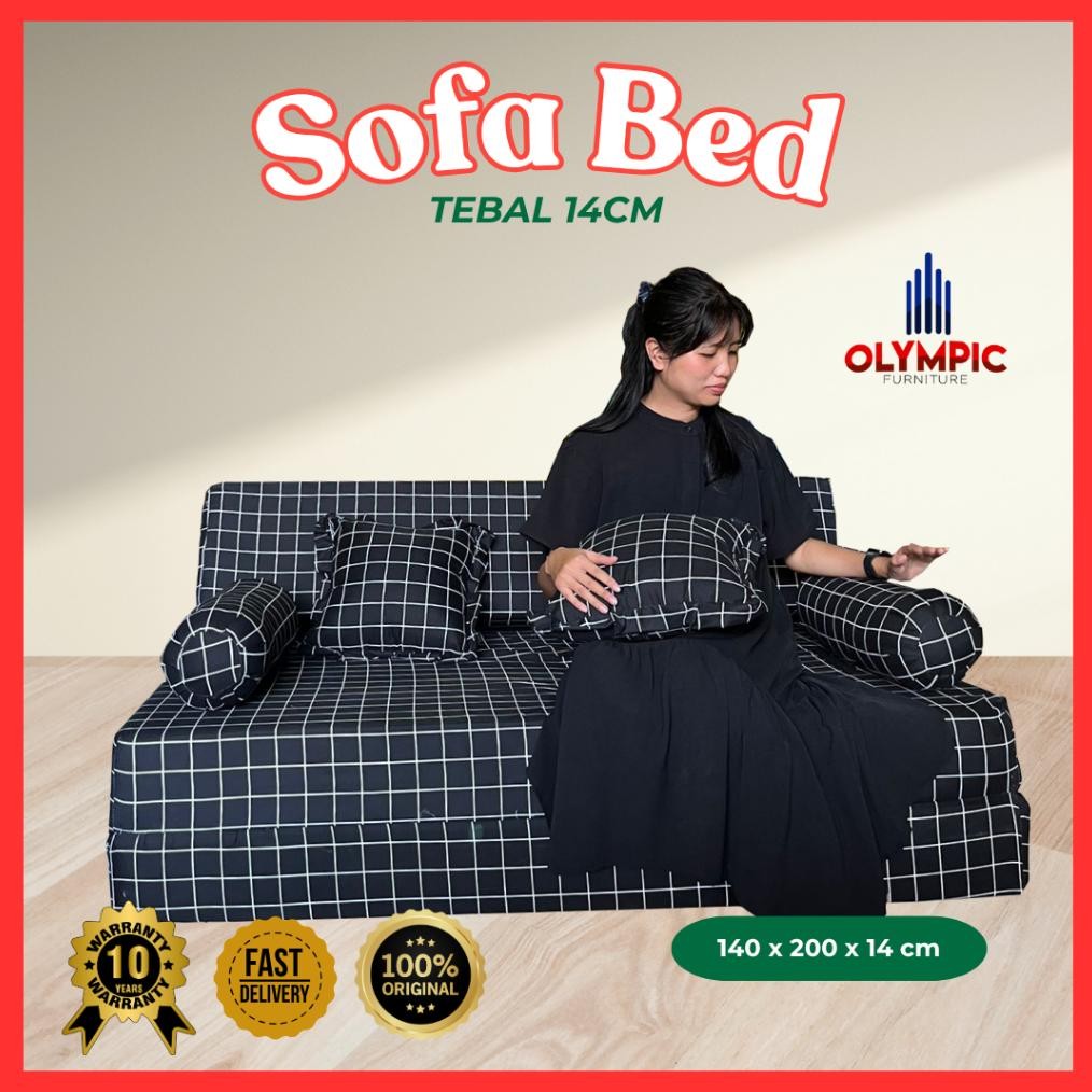 Sofabed Kasur Lipat Ukuran 140x200x14cm Murah Busa Garansi 10 Tahun Sofa Bed Minimalis