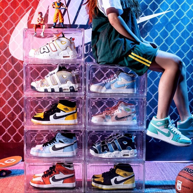 NEW KOTAK SEPATU TRANSPARANT ABS SIDE DOOR / TEMPAT SEPATU / KOTAK PENYIMPANAN SEPATU BESAR / RAK SE