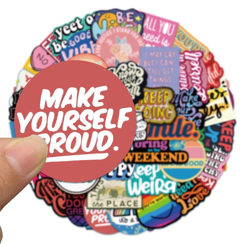 

Stiker Set Stiker Paket Lucu inggris surat Stiker Kartun Frasa inspirasional Stiker Anti Air Stikers Berperekat Waterproof sticker decal buat Motor Helm Buku Journal Koper Casing HP Laptop Botol Minum KB-33