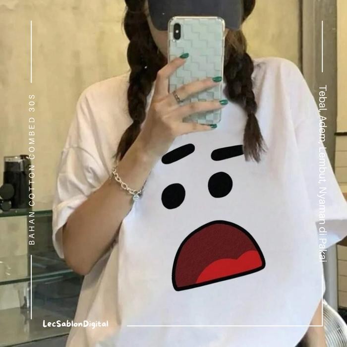 ST Kaos Oversize Face Shock Cartoon Pria dan Wanita Japan Korea Combed 24S - M
