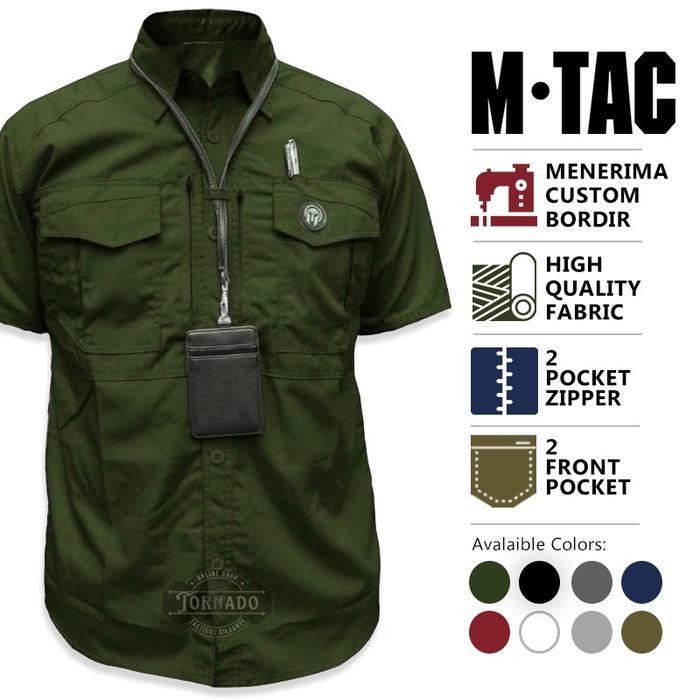 ST Kemeja Tactical Lengan Pendek M-TAC RIPSTOP Baju Kerja Lapangan PDH PDL Pria Dewasa Casual Formal