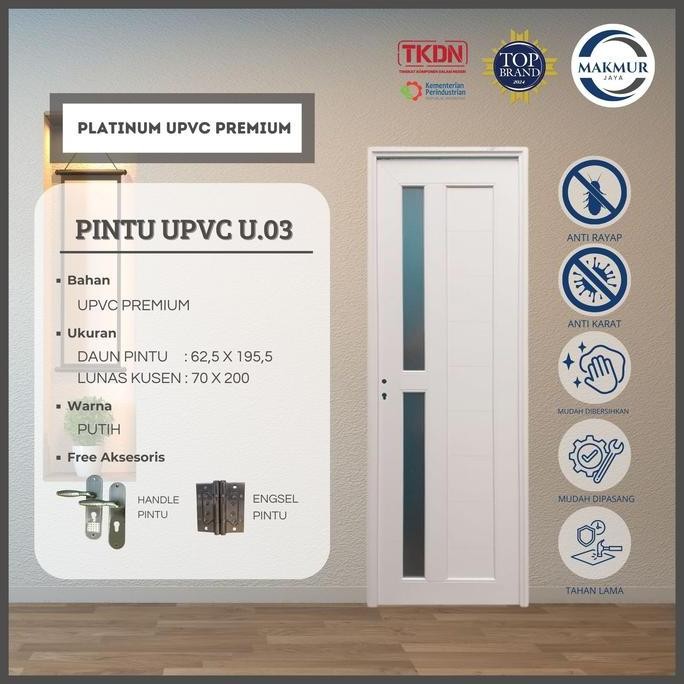 Pintu Upvc || Platinum || Pintu Kamar Mandi Upvc Ukuran 70X200Cm