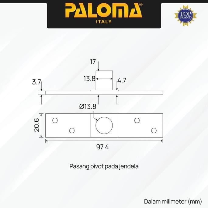 Paloma Pvp 201 Gold Brass Pivot Hinge Jendela Engsel Putar Kuning
