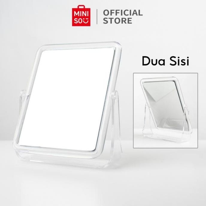 Miniso Cermin Makeup Dua Sisi Mirror Meja Double Side Kaca Bulat Dan Kotak Cermin Rias