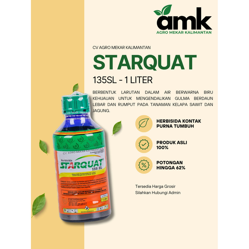 Starquat 135SL Herbisida Kontak Parakuat 1 Liter