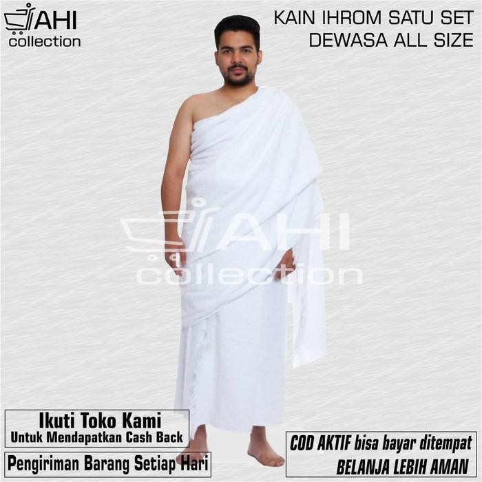 SHS BAJU IHRAM DEWASA KAIN IHROM PRIA BAHAN HANDUK IHRAM TEBAL ADEM PUTIH
