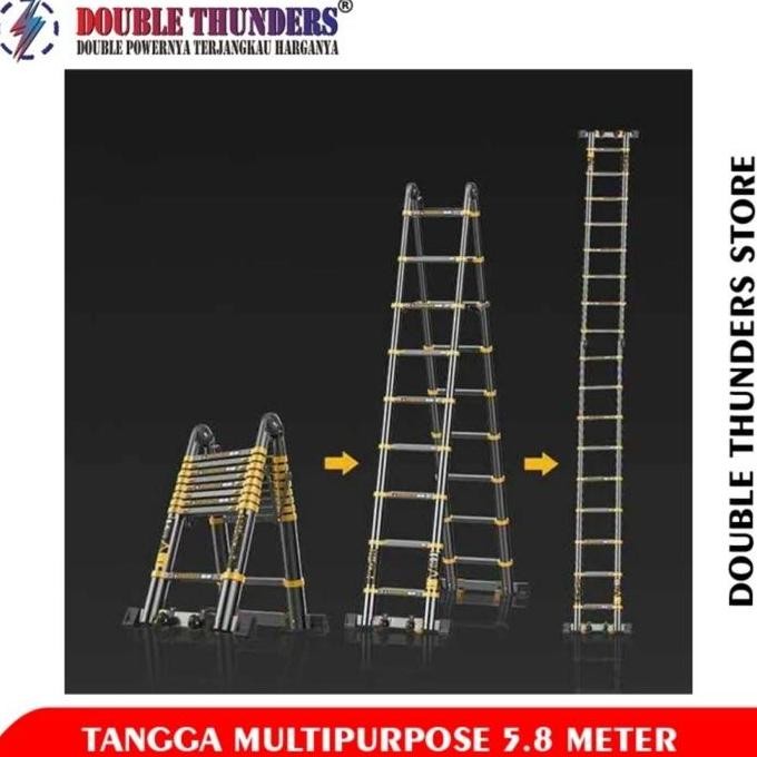 Dt 2.9M + 2.9M 5.8M Tangga Lipat Aluminium Teleskopik Double 5.8 Meter Co