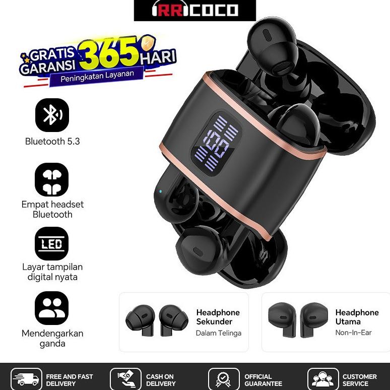 RRCOCO 2 in 1 J40 empat headset bluetooth nirkabel empat headset gaming olahraga headset ganda heads