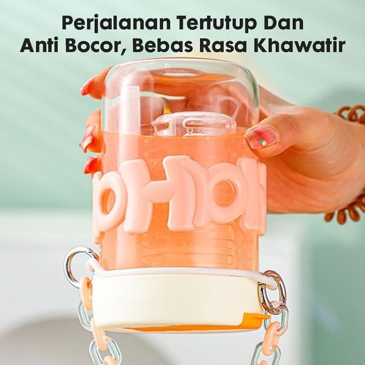 Bisa Cod [Medan Ready Stock] Eatkit 350Ml Gelas Kaca Tumbler Hoho Gelas Kopi  Aesthetic Cup Dan Sedo