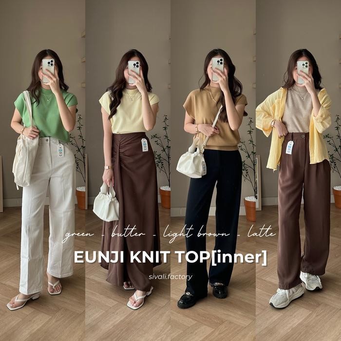 Sivali Eunji Knit Top - Baju Wanita Vest Turtleneck Rajut Tanpa Lengan | Inner Hijab - Atasan Wanita