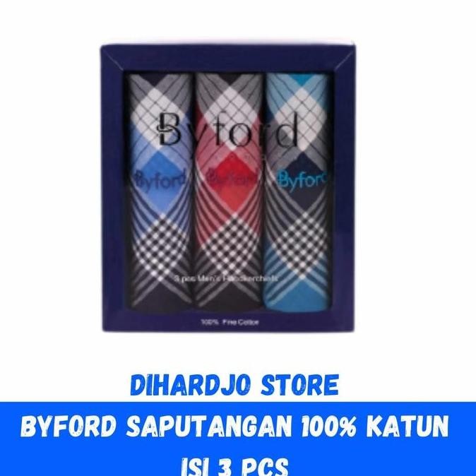 Sale Byford Sapu Tangan Saputangan Pria Isi 3 Pcs 100% Katun