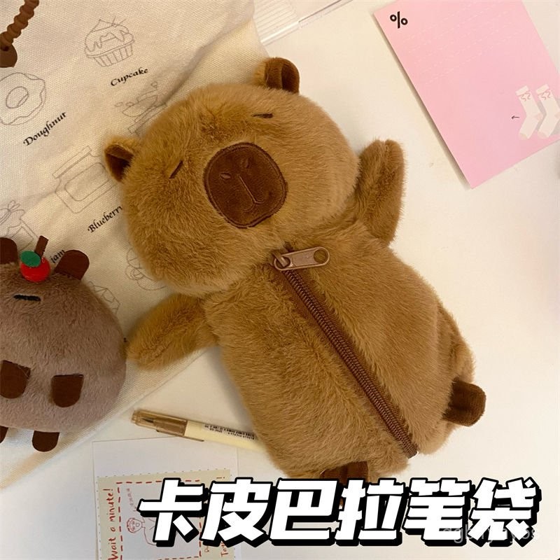 

Kapibara Plush Pencil Case Soft Cute Creative Girl Niche Student Stationery Desktop Pencil Storage Bag HHYP
