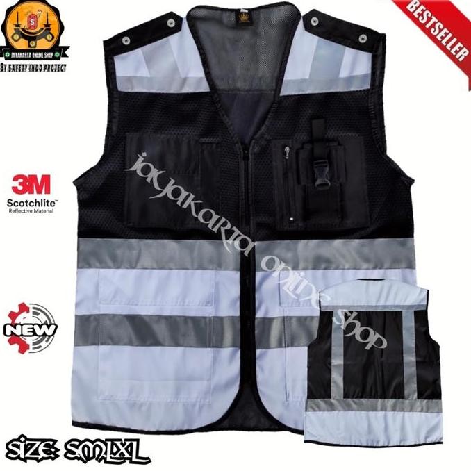 Rompi Safety Air Flow 3M Scotlite Taslan Kombinasi Jaring Putih Hitam Co