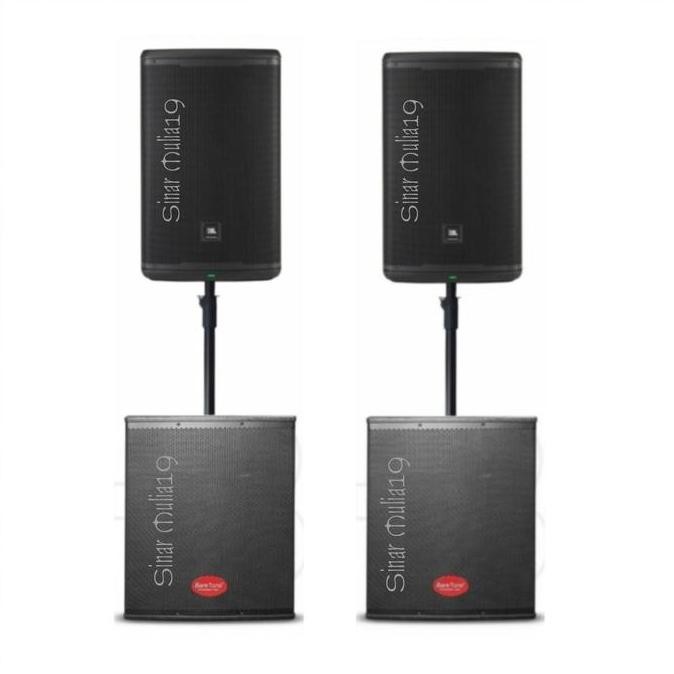 PAKET SOUND SYSTEM SPEAKER AKTIF JBL EON715 SUBWOOFER AKTIF 15 INCH BARETONE SW15 ( 2 UNIT) ORIGINAL