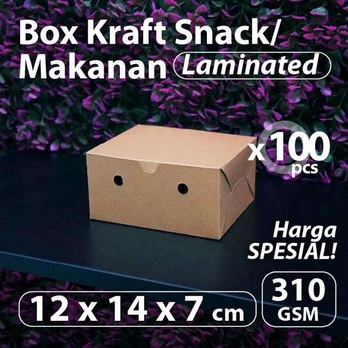 

Paket 100 pcs - Dus Kraft Snack 12 x 14 x 7 cm - Box Coklat Makanan