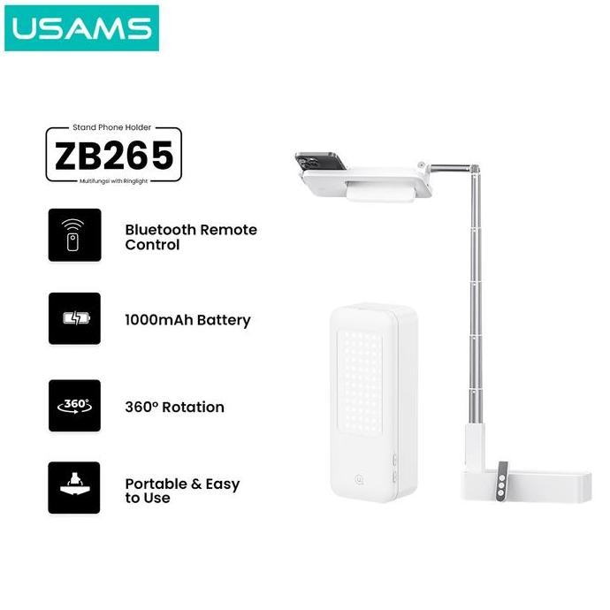 Tersedia USAMS ZB265 Stand Holder HP Lipat Multifungsi Live Streaming Ring Light