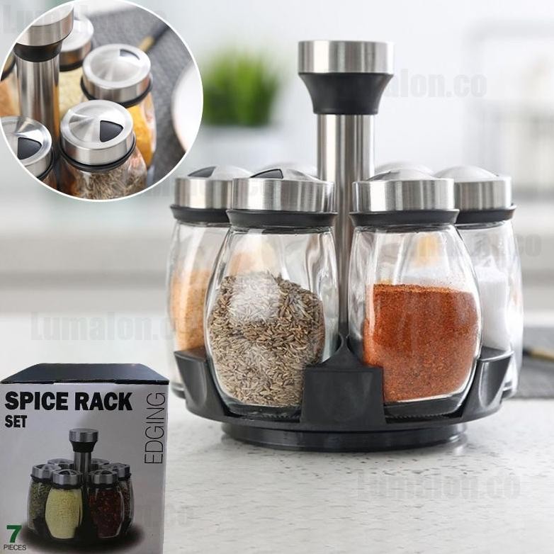 Tempat Botol Bumbu 7in1 Rak Bumbu Putar Tempat Bumbu Dapur Wadah Bumbu Toples Bumbu Putar Tempat Bum