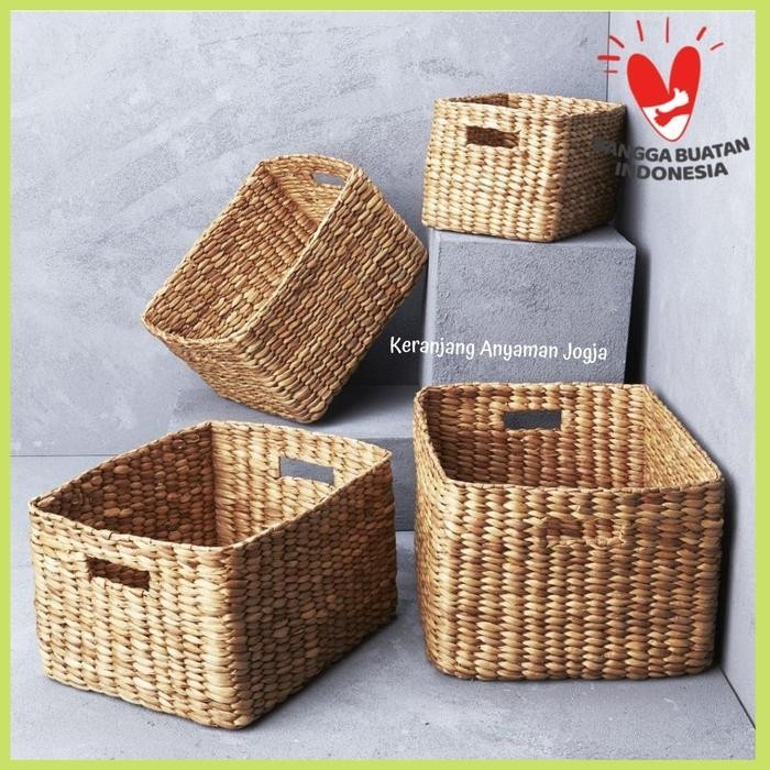

IX BASKET KERANJANG BOX KOTAK STORAGE ANYAMAN ENCENG GONDOK MURAH