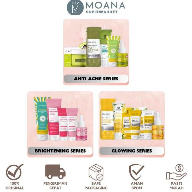 Azarine Paket Perawatan Lengkap | Perawatan Jerawat / Mencerahkan / Glowing