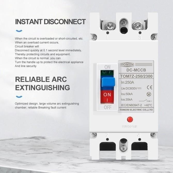 Ready Mccb 2P Dc 600V Dc Perlindungan Kelebihan Beban Pemutus Sirkuit Pv