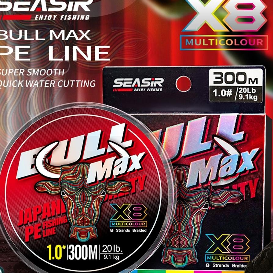 Seasir Bull Max Pe X8 Berwarnawarni Senar Pancing 300M Pulling Force 6.831.7Kg Braided Fishing S 8 U