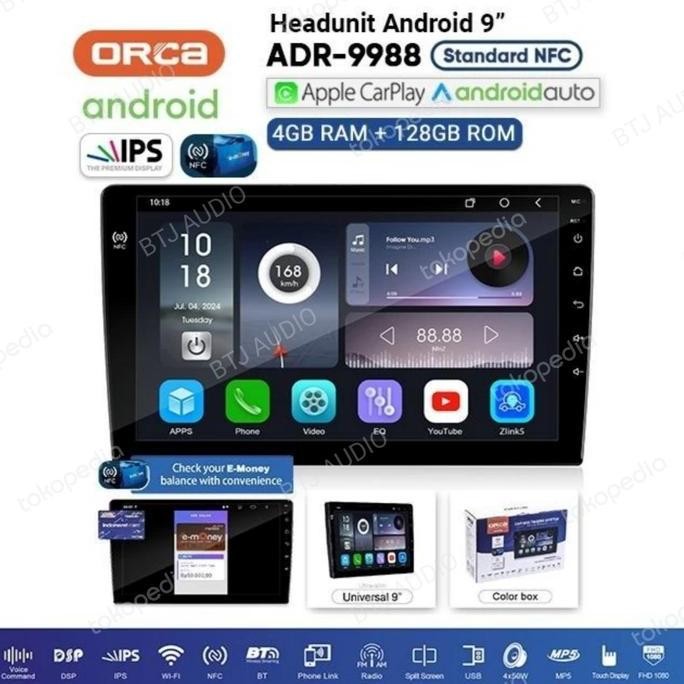 HEAD UNIT TAPE MOBIL ANDROID ORCA NEW AVANZA/XENIA 2012-2018 LAYAR 9"