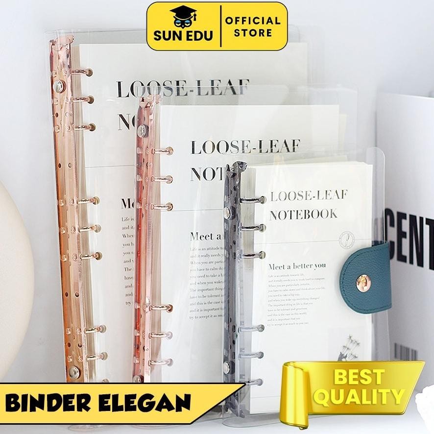 

Elegant Binder A5 Transparan Binder with Clip Note Book Loose Leaf Rose Gold Binder