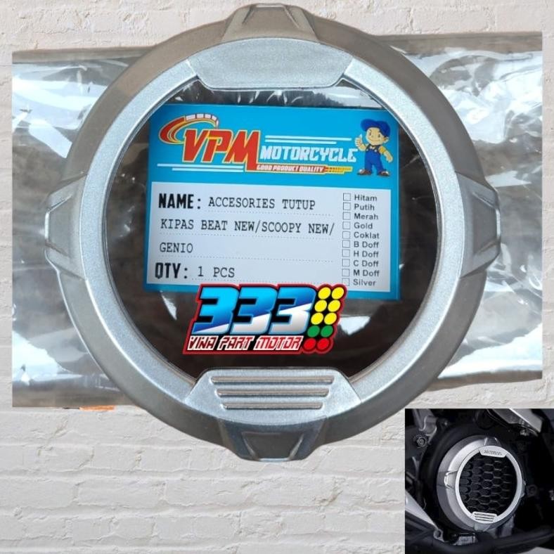 GARNISH COVER FAN AKSESORIS TUTUP KIPAS MESIN GENIO BEAT DELUXE STREET SCOOPY NEW PRESTIGE SILVER