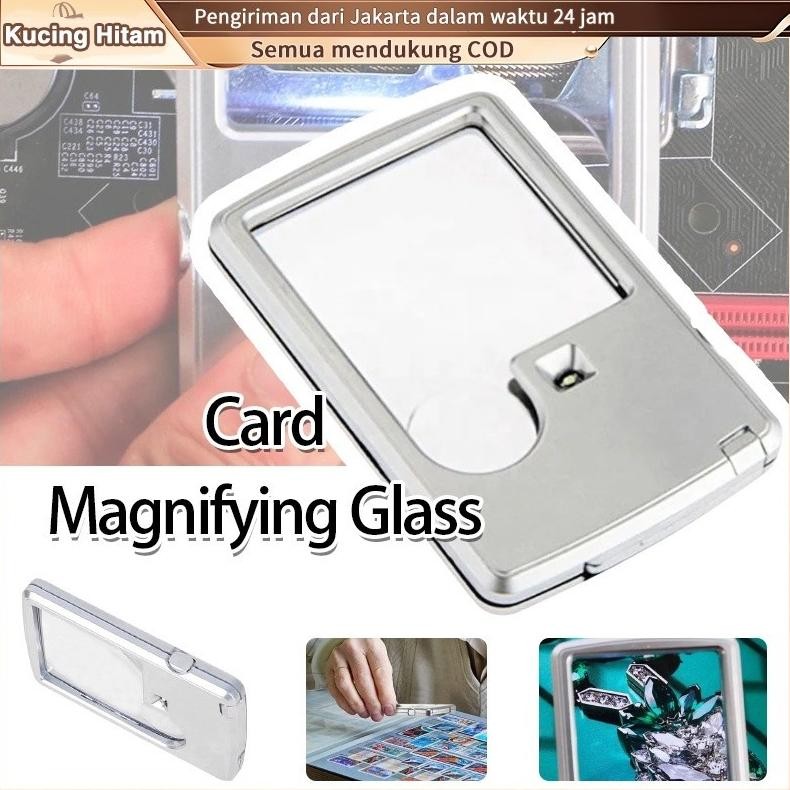 

DB17>> Kaca Pembesar LED XX-4B-3 / Ukuran Kartu Kredit Case Kulit / Lampu 3x 6x Persegi Panjang