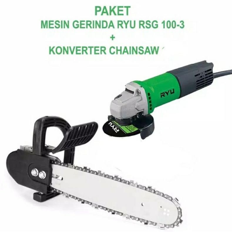 BISA GROSIR MURAH PAKET MESIN GERINDA TANGAN + Adapter ChainSaw 12inch + DUDUKAN gergaji senso mini 