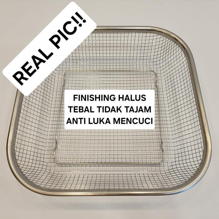 (Promo) Keranjang Saringan Stainless Tirisan Peniris Minyak Goreng Kotak Bestseller