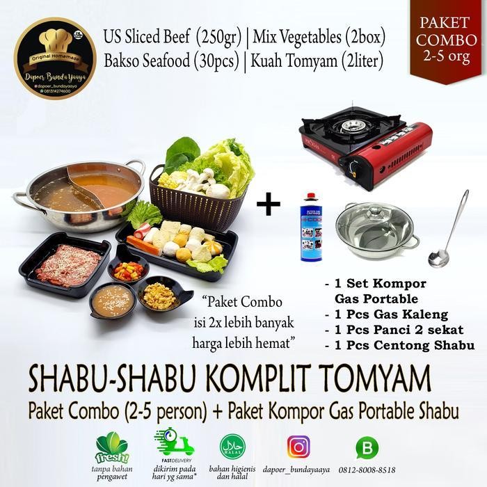 

(Termurah) [Paket Bundling] Shabu-Shabu Komplit Combo Tomyam +Kompor Gas Portable Bestseller