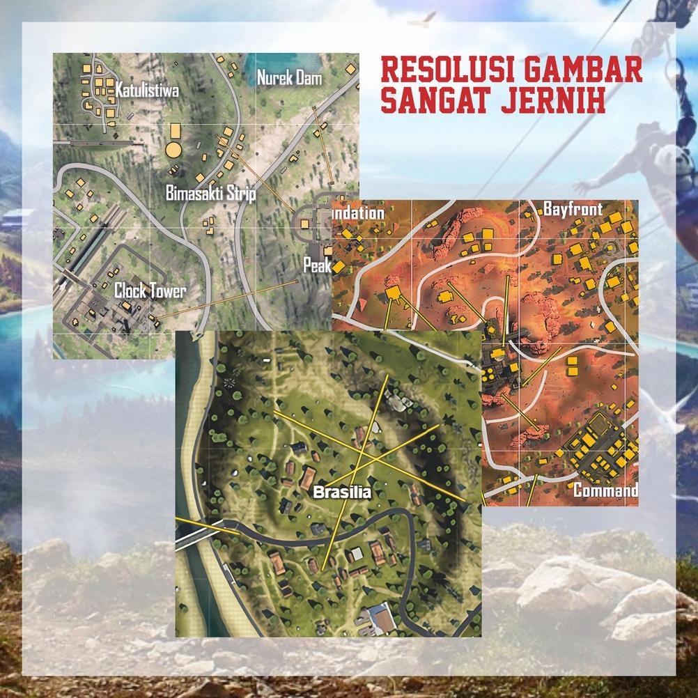 Prermium Map Free Fire/Peta Free Fire/Peta Game/Map Bermuda/Map Kalahari/Map Purgatory Berkualitas