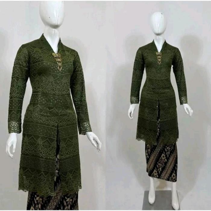 Atasan Kebaya Tunik Brukat Kurung Busui Modern Kebaya Tunik Brokat Kancing Depan Atasan Kebaya Tunik