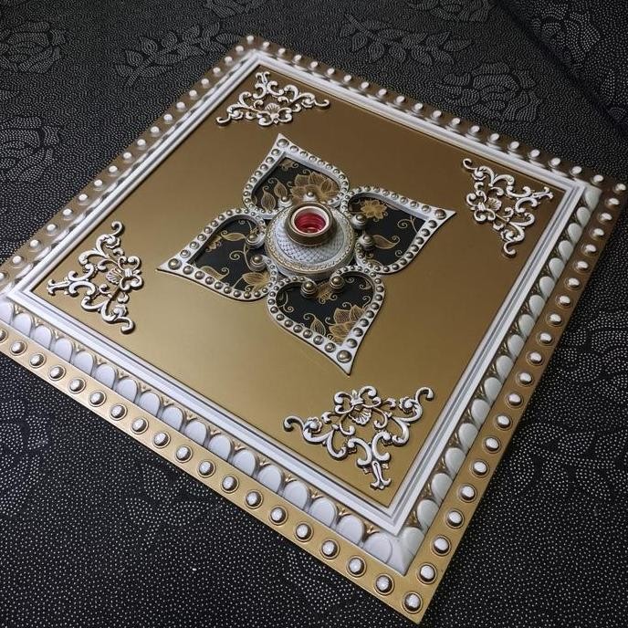 Vicon Fitting Hias Besar Ornamen Lampu Plafon Pvc Gypsum Decor 45Cm Motif Bintang Elegan & Anti Boco