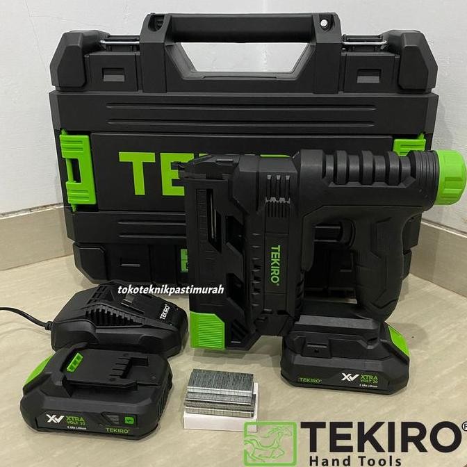 Cordless Stapler Staples Cas Baterai Tekiro Nailer Gun Xv 20V Pemaku Co