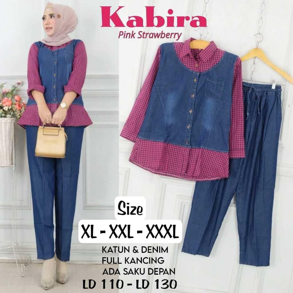 SFS Setelan Kabira Set Jeans Ada Juga JUMBO One Set Jeans Mix Katun Perempuan Busui BB 50 Sampai 100
