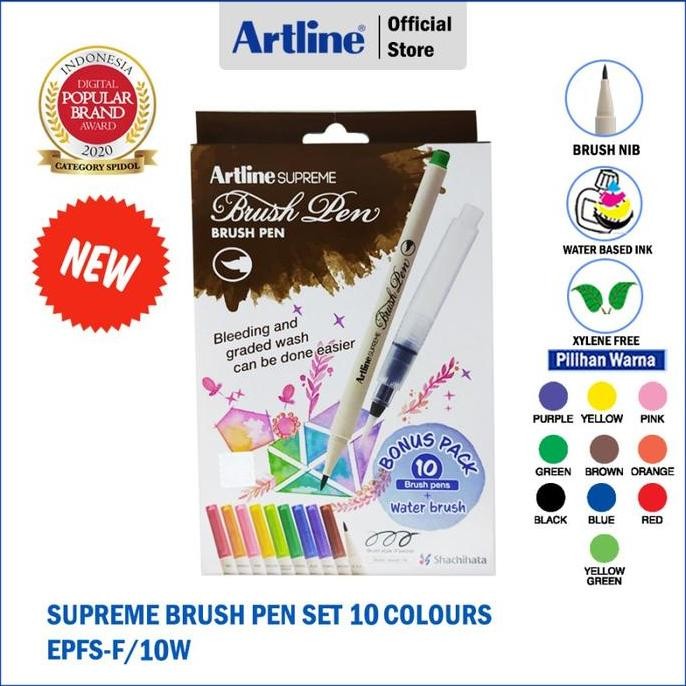 TERBARU SPIDOL ARTLINE SUPREME BRUSH PEN SET WATER BRUSH EPFS-F/BP10WB1