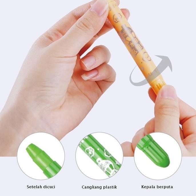 

Isi 24/48 Crayon Putar Washable Crayon Grasp Mata Sedang Crayon Waterbased Krayon Pastel Oil Krayon Bagus Silky Washable Crayon Bayi/Anak